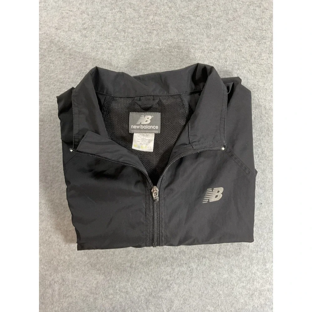 New Balance Mens XL Black Full Zip Mesh Lined Windbreaker Running Jacket 1867